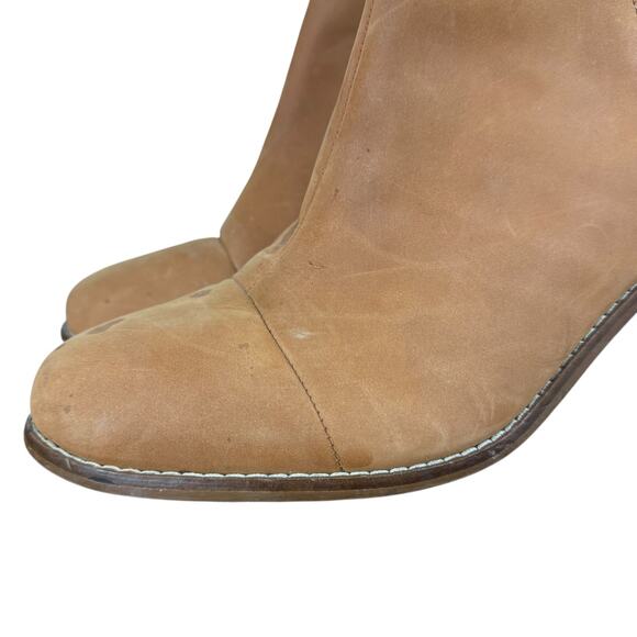 Toms Esme Leather Chelsea Tan Brown Leather Nubuck Boots Chunky Heel Womens 9 - Picture 8 of 16